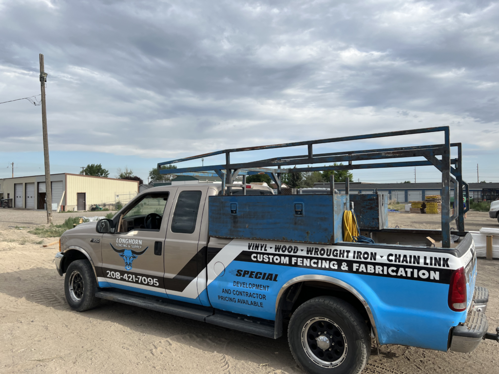 An image on the About page of Longhorn Fencing & Supply in Twin Falls, Idaho, showcasing the work truck and their commitment to quality and excellence in fencing solutions.